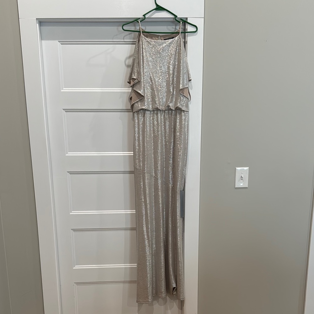 Silver Sequin Sleeveless Gown